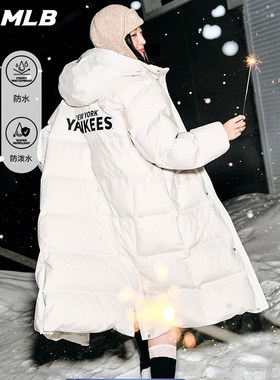 MLB羽绒服25冬季张康乐同款男女防水保暖鹅绒长款外套3ADJV4056