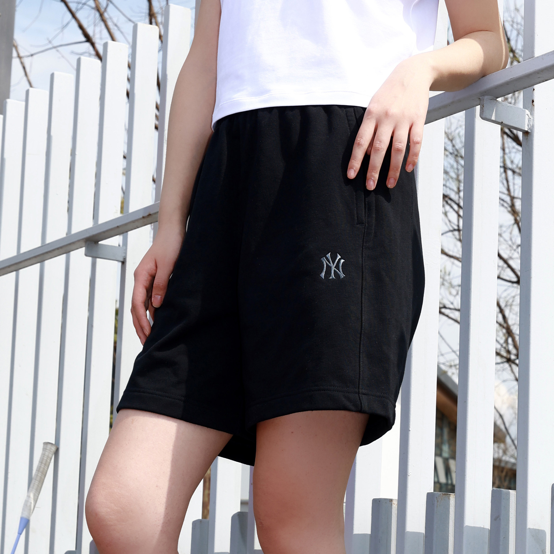 MLB短裤男女26春夏新款NY小标宽松针织情侣运动五分裤3ASPB0163