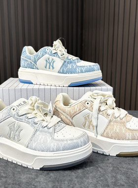 MLB鞋子2025新款男女NY复古老花厚底增高板鞋情侣运动鞋3ASXS015N