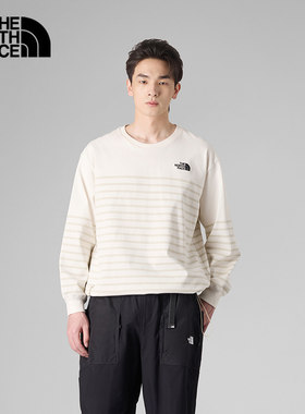 26春夏新品TheNorthFace北面男子长袖纯棉休闲户外条纹T恤|8F4F