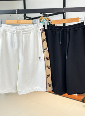 MLB情侣短裤25新款男女NY串标直筒针织休闲运动五分裤3ASPM0353