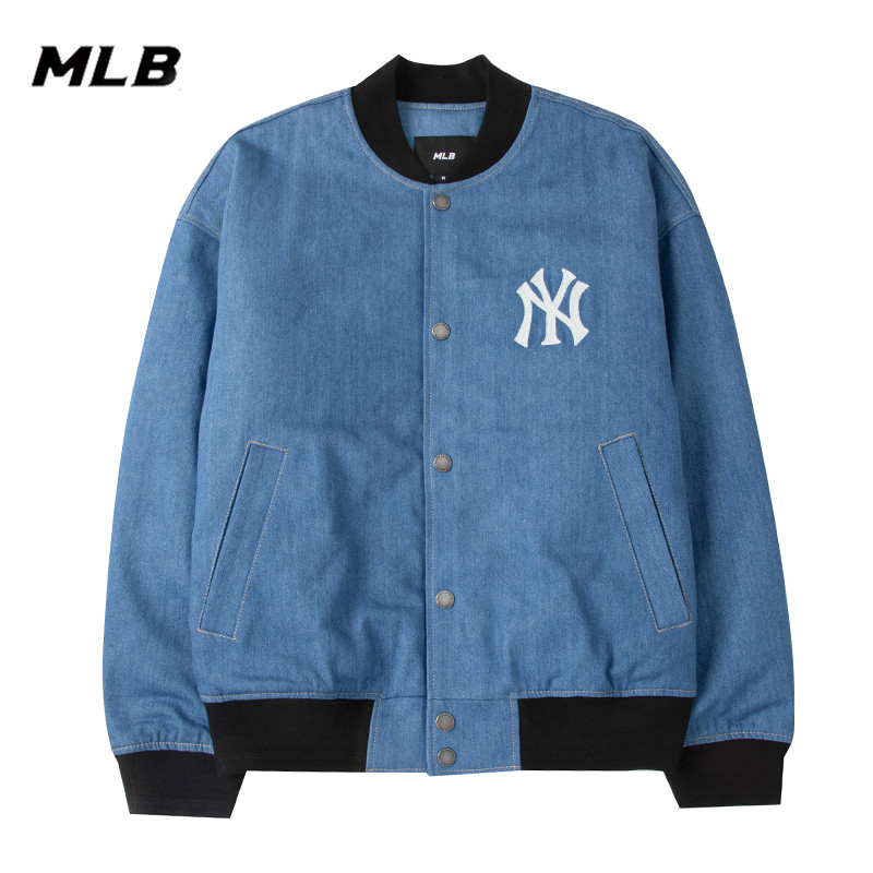 MLB牛仔衣男女NY刺绣夹棉保暖外套运动休闲情侣上衣夹克3ADKR0134