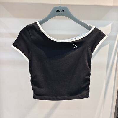 MLB女子斜肩修身短袖T恤