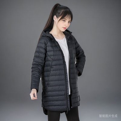 安德玛保暖连帽中长款女运动户外