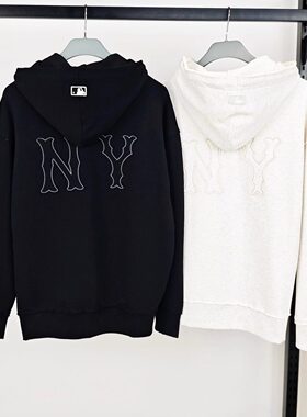 MLB卫衣情侣25秋季新款男女NY大标休闲运动开衫连帽外套3ATRB0654