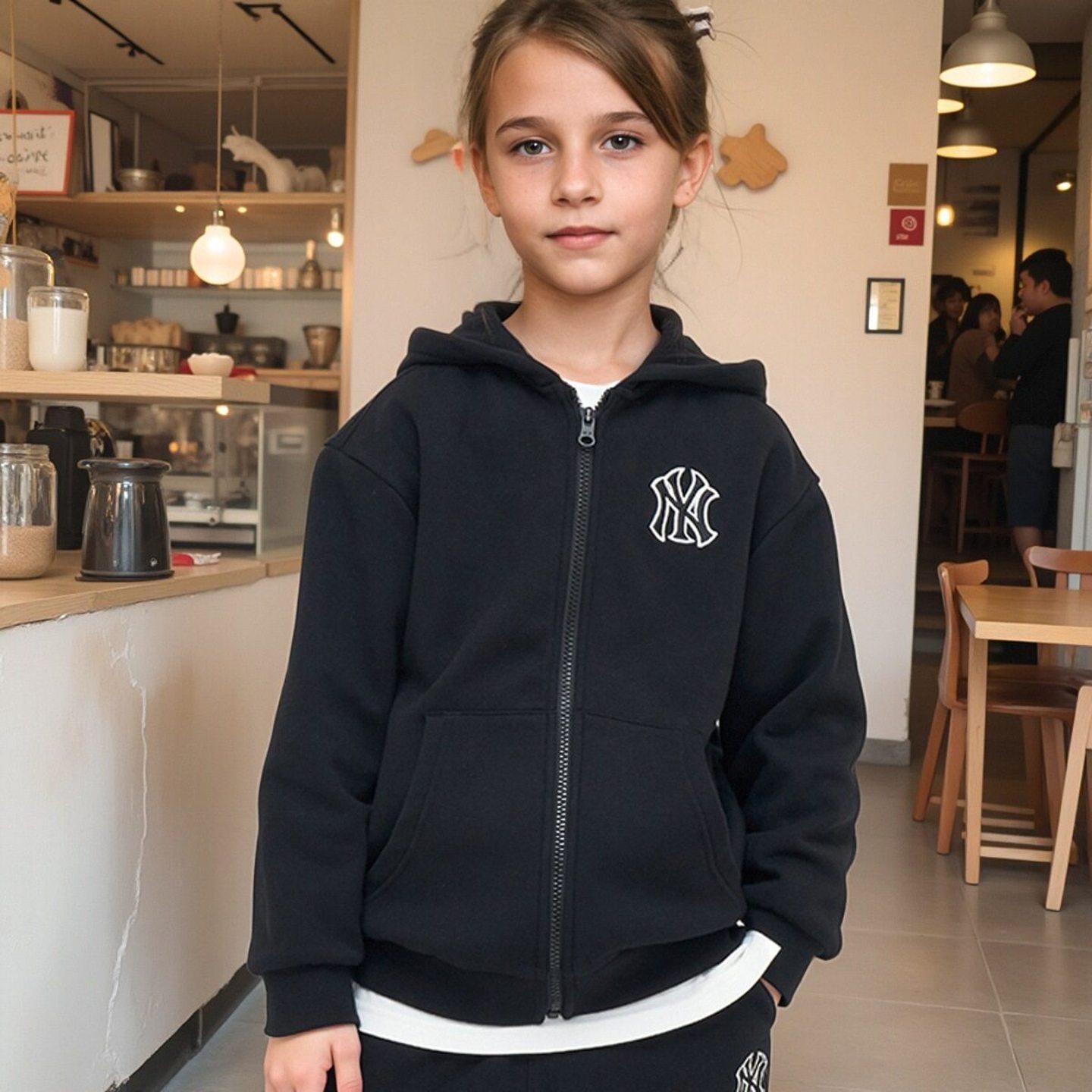 MLB男女童装秋冬NY复古刺绣连帽时髦运动舒适加绒卫衣 7AHDB0346