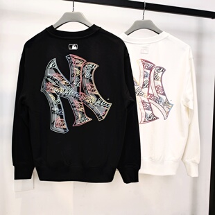 MLB情侣卫衣26春新款NY彩色大标印花男女运动圆领套头衫3AMTB1161