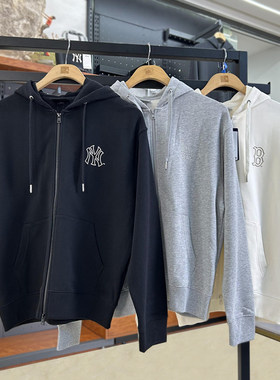 MLB情侣外套拉链卫衣NY后背大logo男女春季运动上衣夹克3ATRB0544