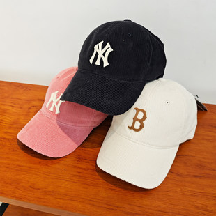 MLB男女帽子25新款NY刺绣情侣棒球帽灯芯绒鸭舌帽运动帽3ACPWC156