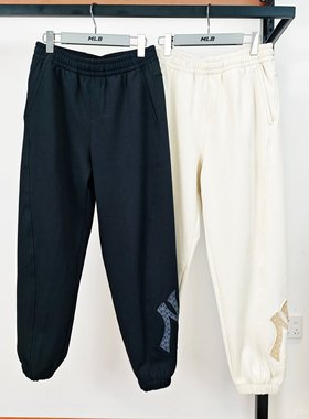MLB长裤男女25秋冬新款NY老花大标加绒束脚休闲运动裤3APTM2056