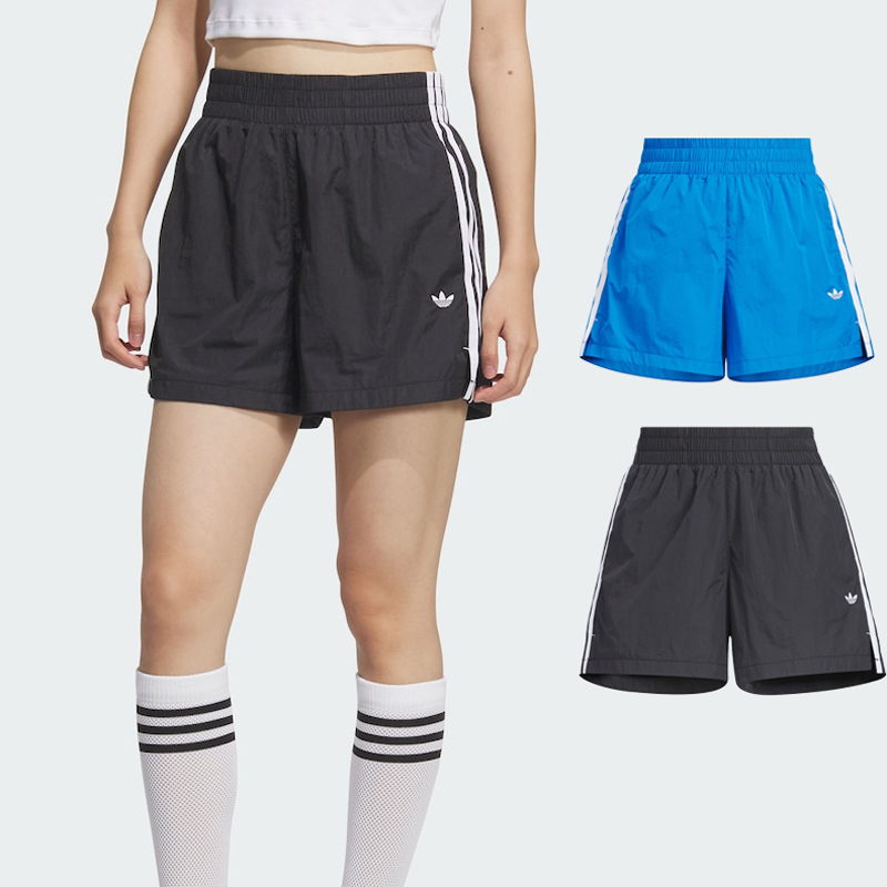 adidas三叶草2025新款女子休闲时尚三条纹运动短裤KF0319 KF0320