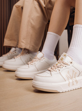 MLB情侣学长鞋26新款男女NY复古老花厚底增高休闲运动鞋3ASXM046N