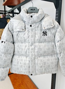 MLB儿童羽绒服25冬季新款NY老花满印男女童装棉羽外套7ADJM0256