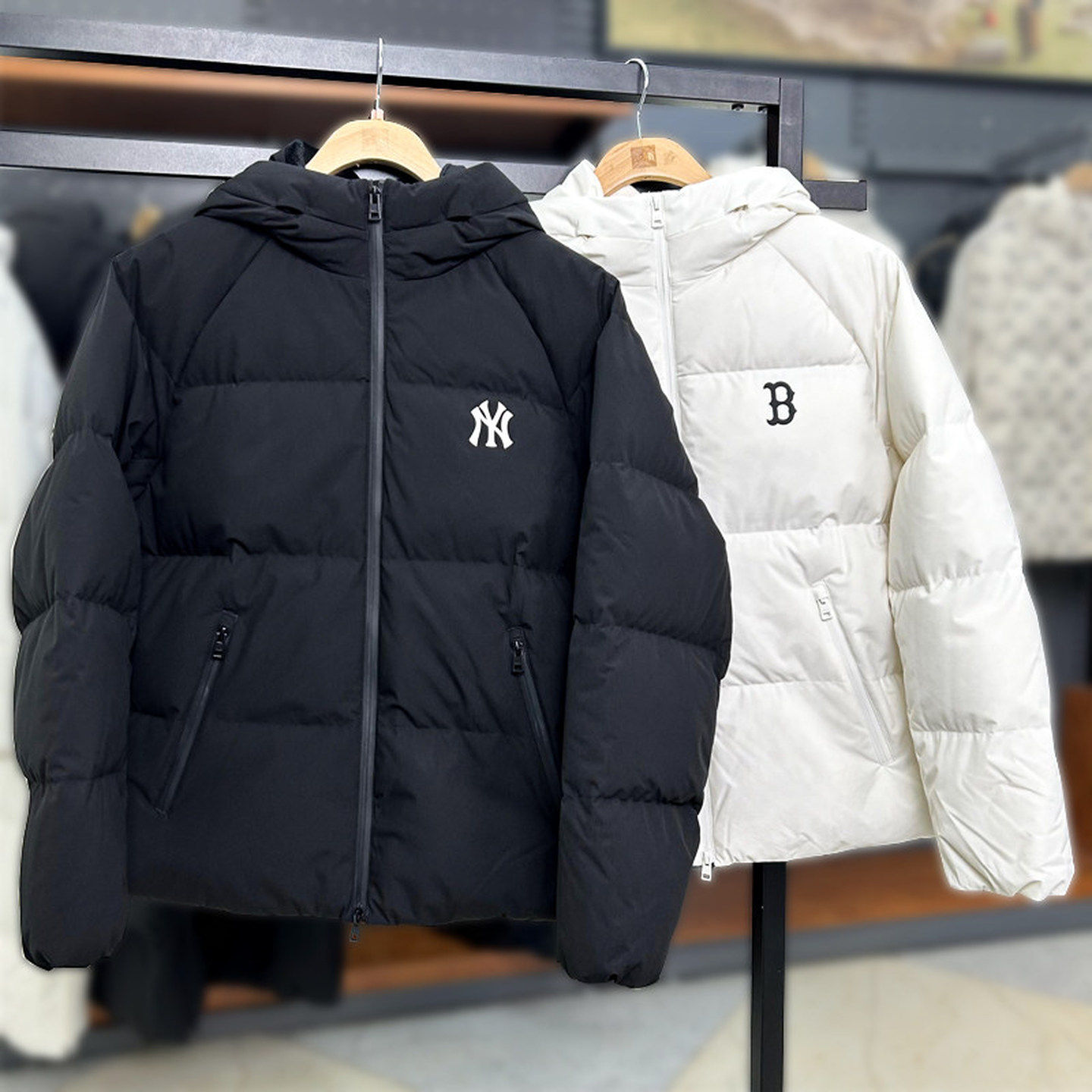 MLB连帽羽绒服NY小标男女秋冬新款加厚情侣运动休闲外套3ADJB1146