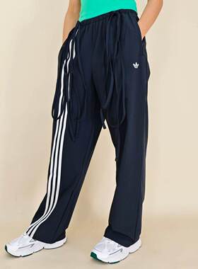 Adidas阿迪达斯三叶草女子阔腿裤25新款宽松运动休闲长裤JV9727