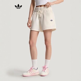 adidas阿迪达斯三叶草女子26新款宽松针织休闲短裤KY8322/KY8321