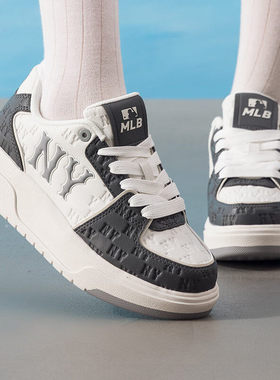 MLB板鞋男女25新款NY复古老花厚底增高学长鞋运动休闲鞋3ASXE035N