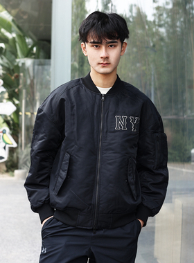 2025新款MLB男女NY大标飞行夹克情侣运动字母棒球服外套3AJPB0151