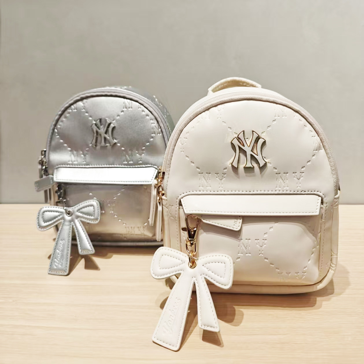 MLB儿童背包26新款男女NY钻石老花复古运动休闲包双肩包7ABKM036N