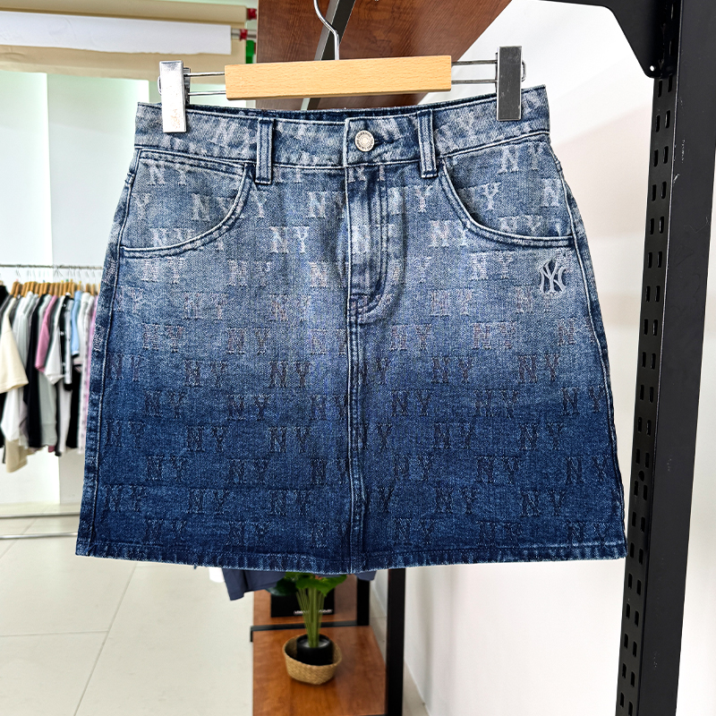 MLB新款NY刺繡漸變老花滿印短裙