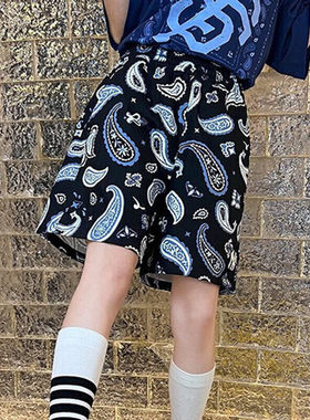 MLB男女同款短裤NY刺绣logo腰果花系列休闲运动裤五分裤3ASMI0133