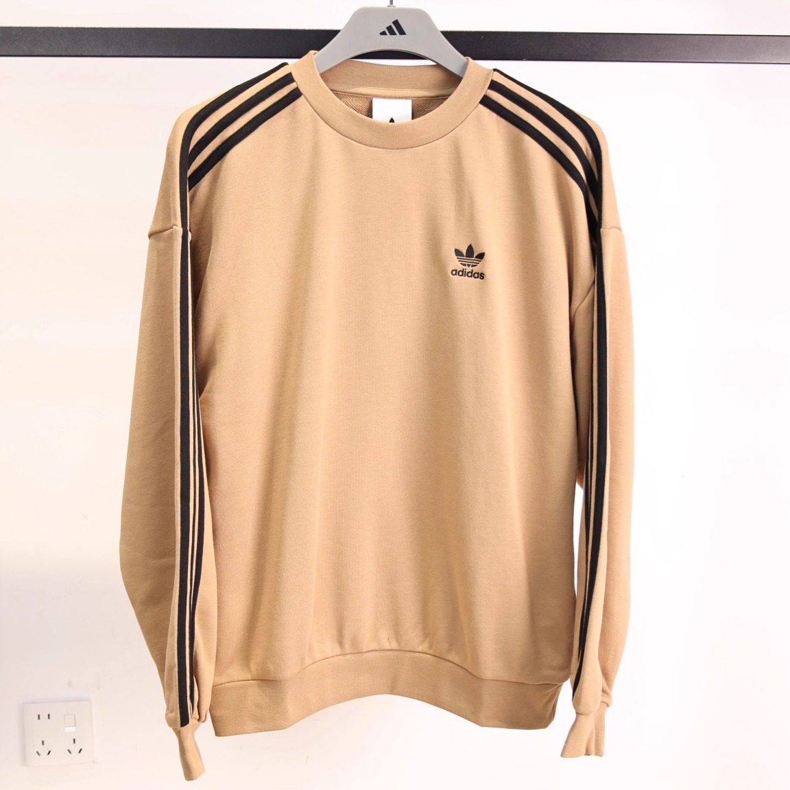 阿迪达斯男子三条杠卫衣套头衫