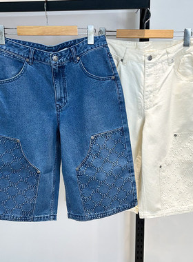 MLB牛仔裤25新款男子NY老花复古水洗耐磨运动休闲短裤3LDPM0253