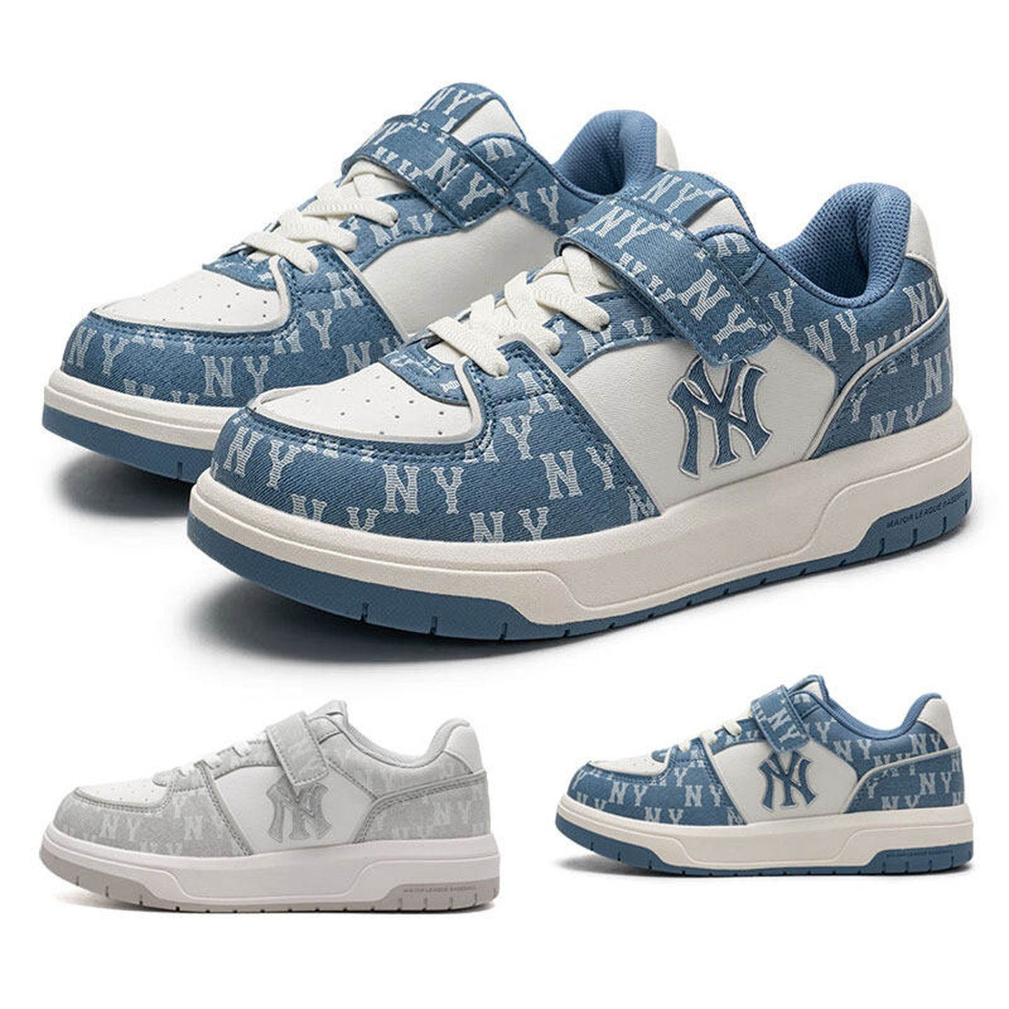 25新款MLB童鞋NY复古老花学长鞋男女儿童魔术贴运动板鞋7ASXJM15N,运动鞋new,运动休闲鞋,淘宝优惠券,粉丝福利购,淘宝优惠卷