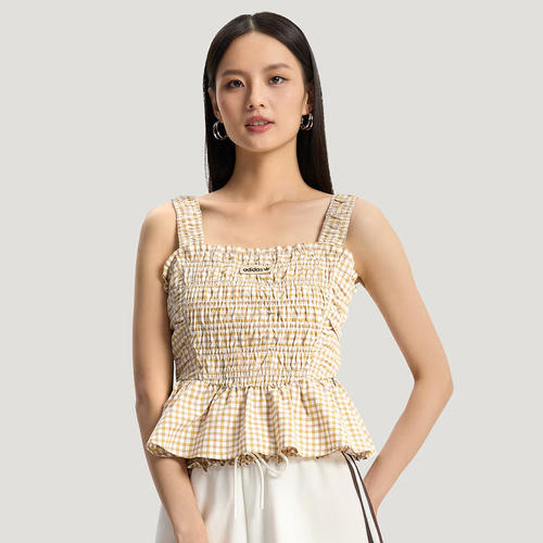 adidas三叶草女格纹运动背心