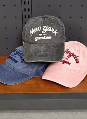 MLB帽子男女字母刺绣学院风情侣牛仔棒球帽软顶鸭舌帽3ACPDS14N