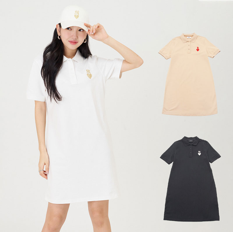 MLB短袖女子运动裙子POLO领