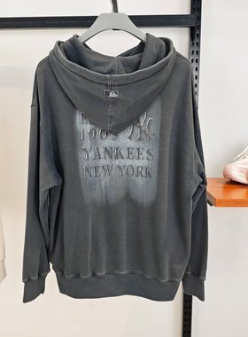 MLB卫衣男女25秋新款NY大标印花情侣连帽休闲运动套头衫3AHDV0554