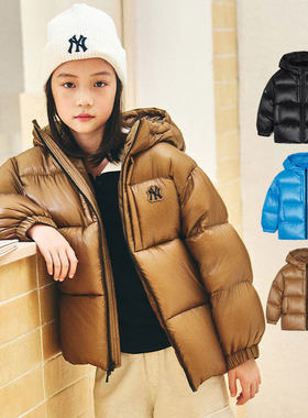 MLB童装NY小标24冬季新款男童女童防水连帽鹅绒羽绒服7ADJR0546