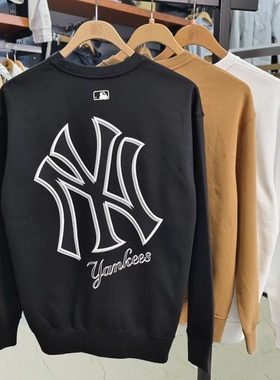 MLB男女卫衣秋冬款NY后背大标洋基队运动上衣圆领套头衫3AMTB9744