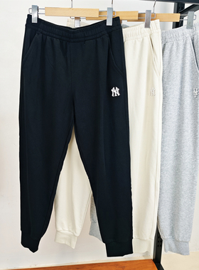 MLB情侣长裤25秋冬新款男女NY刺绣小标束脚卫裤运动裤3APTB0154