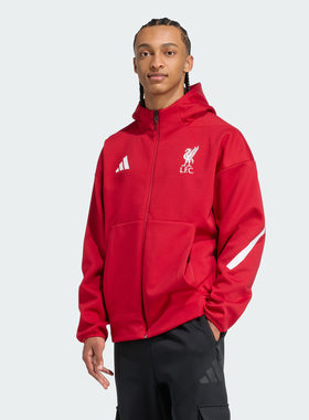 adidas阿迪达斯男子外套25秋季新款利物浦足球连帽休闲夹克JW5484