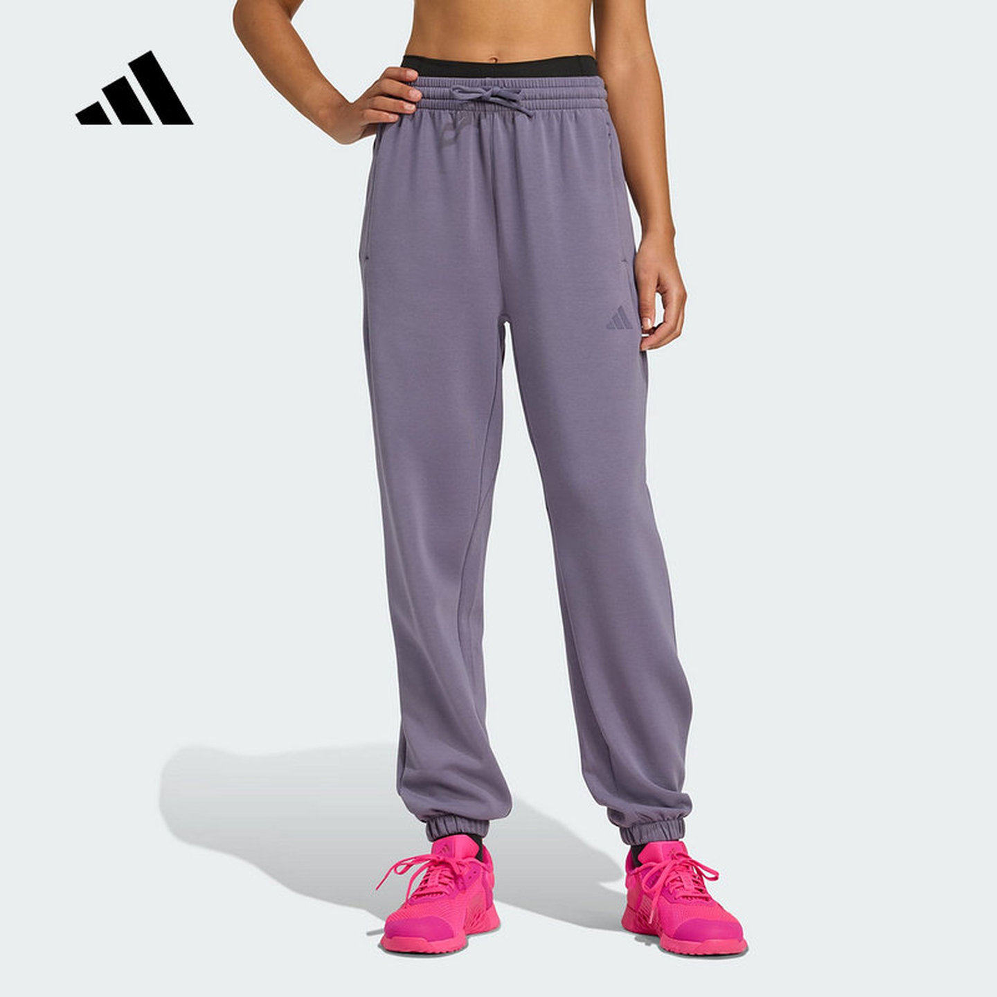 adidas阿迪达斯运动裤女秋新款太空棉束脚挺阔有型健身裤JX3137