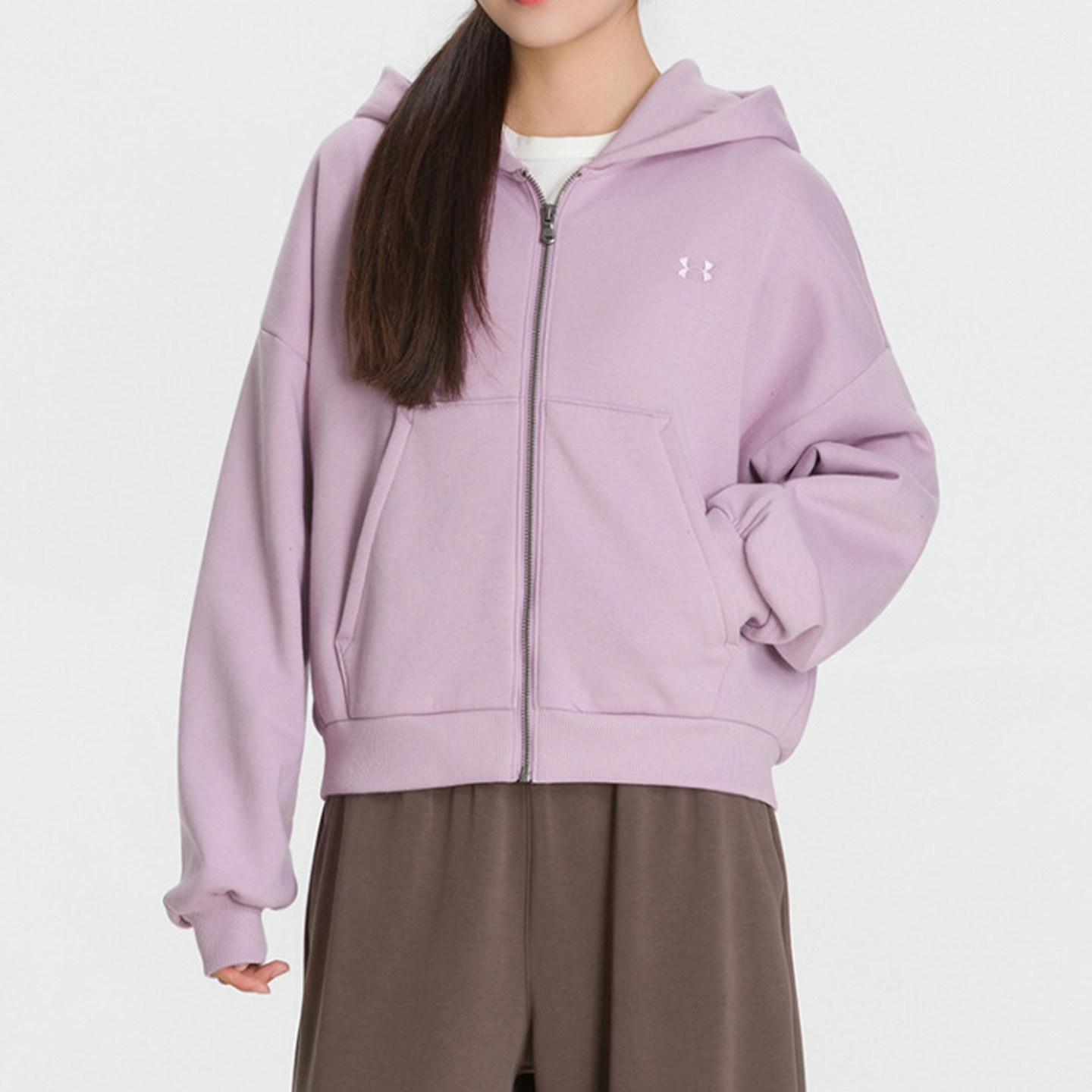 安德玛UA夹克女运动针织连帽外套