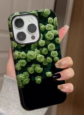 绿色花朵手机壳适用小米15ultra夏天note14Pro森系13女玫瑰12夏日清新11小众红米k80k70k60高级感k50玫瑰花10