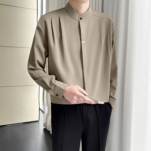 2025新款长袖衬衫高级感痞帅衬衣