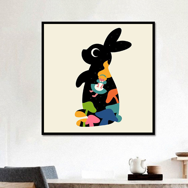 手工涂鸦儿童卡通diy数字油彩画 可爱小动物合集简笔画卧室装饰画