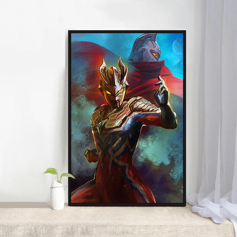 迪迦奥特曼手工涂鸦画英雄动漫插画diy数字油彩画 创意礼物装饰画