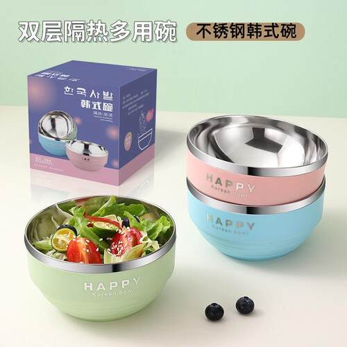 【拍W046一发三】锈钢马卡防龙层烫碗拉面碗家用双碗不饭碗汤碗