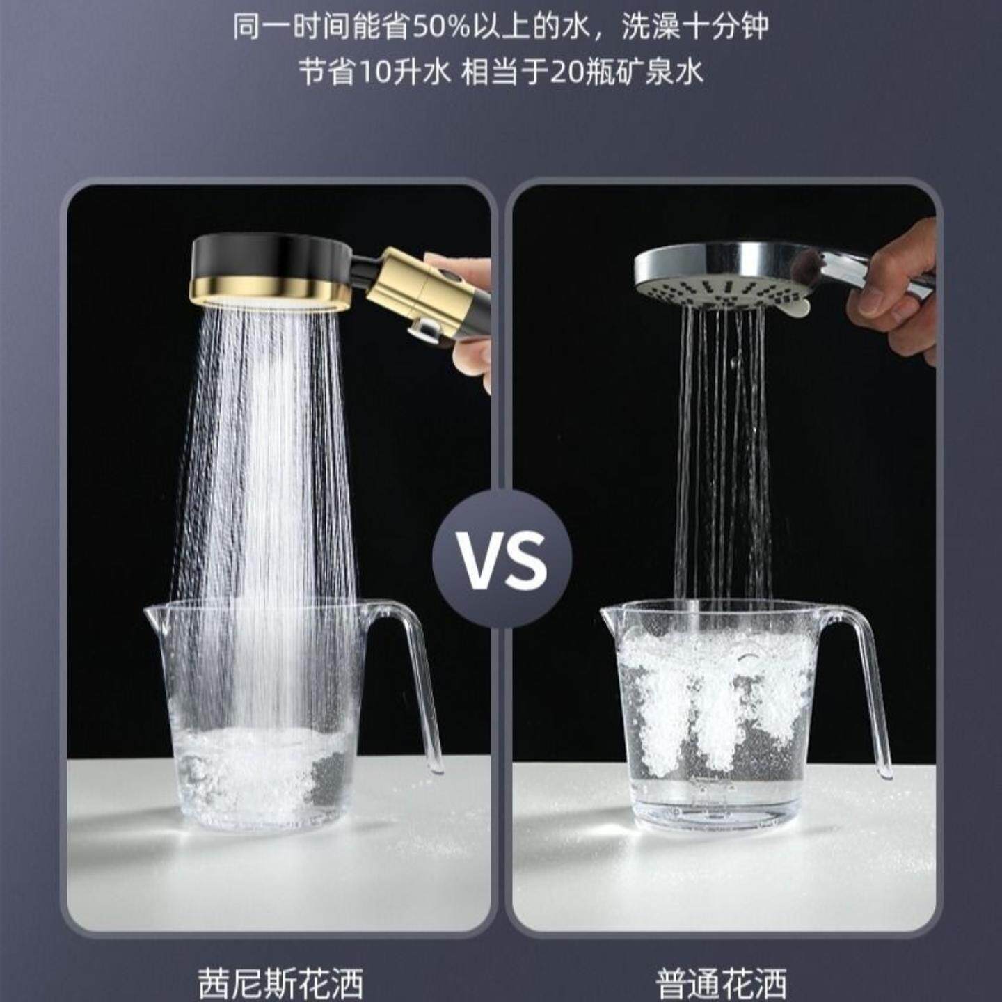 太空铝增压花洒黑金淋浴喷头万向