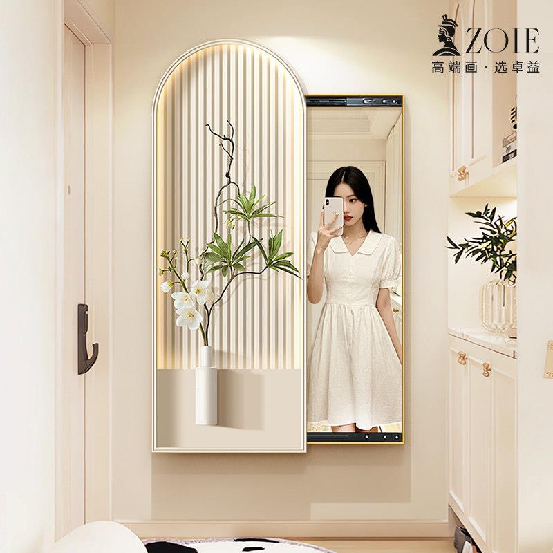 奶CZ-25032油法式玄装饰画镜子可关闭推拉隐藏式全关身镜隐形穿衣图片