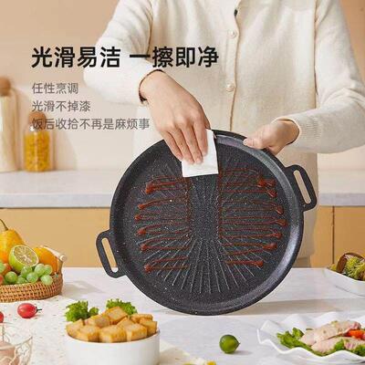 太阳形烤肉盘家用烧烤盘锅韩2便式捷户外多露营不粘铁板煎盘用烤