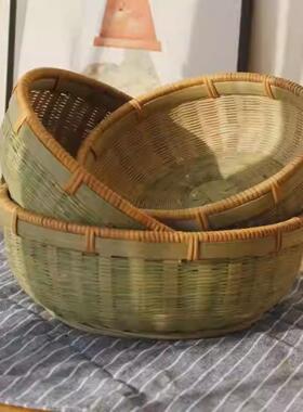 滑口藤锁边竹篮三件套竹编制品