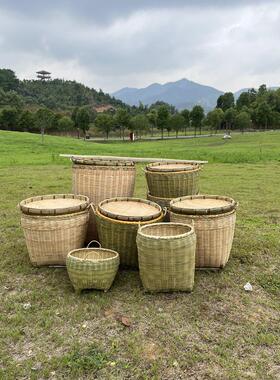 竹筐头筐馒竹编收纯纳筐竹篓子大号12箩筐筐竹篮子米超市展手工制