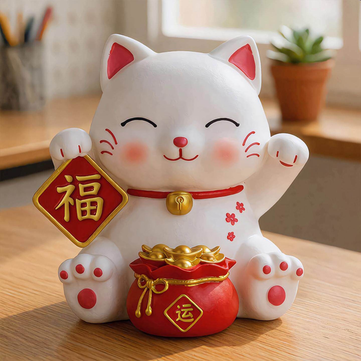 招财猫搪胶存钱罐儿童男只进不出摆件校园活动生日开业礼物可爱风