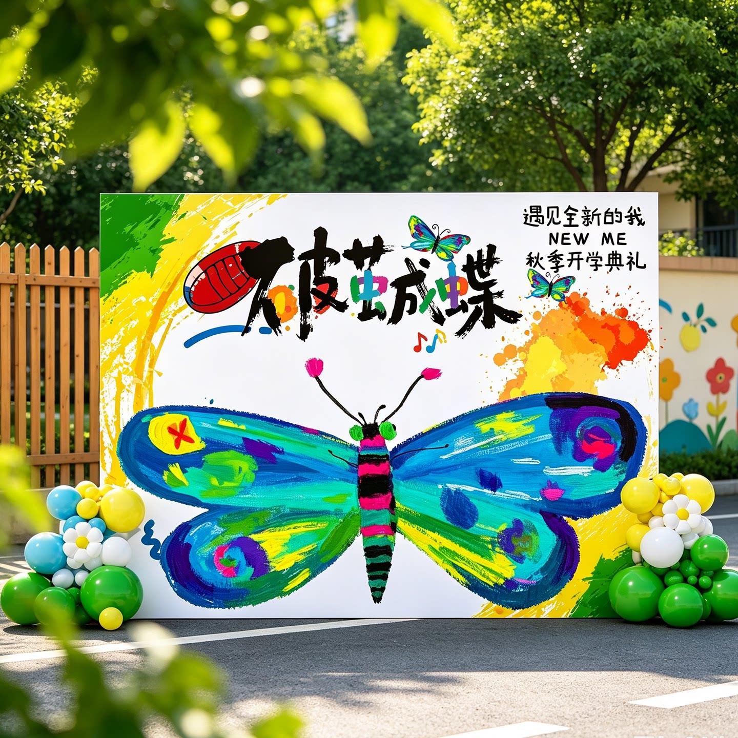 茧成蝶开幼儿园学场景置布新学期班级氛围仪式感破装饰kt板背景墙